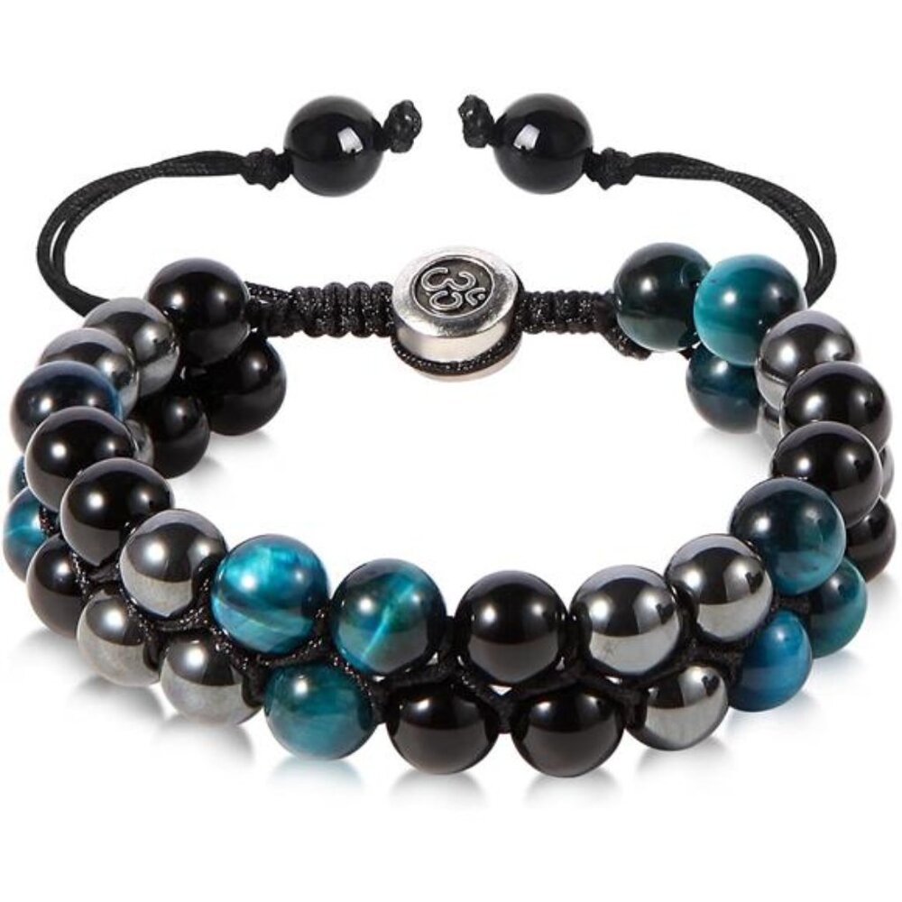 Mens Womens Triple Protection Bracelet Energy Crystal Handmade Healing Stone Jew